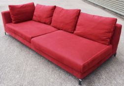 1 x B&B Italia Luxury 4-Seater Chaise Sofa In Red - NO VAT ON HAMMER - Original Retail £12,000 -