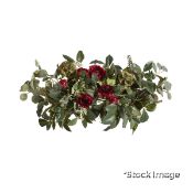 1 x Small Faux Tea Rose And Eucalyptus Garland - Red - Original Retail £175.00 - Ref: OKA/A17777-1-