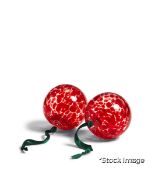 1 x Pair Of Sumi Glass Bauble Tree Decorations - Raspberry - Original Retail £35.00 - Ref: OKA/