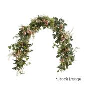 1 x Large Faux Tea Rose And Eucalyptus Garland Pink / Green - Original Retail £395.00 - Ref: OKA/