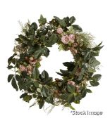 1 x Faux Tea Rose And Eucalyptus Wreath - Original Retail £250.00 - Ref: OKA/A17780-1-10-1001-10/P21