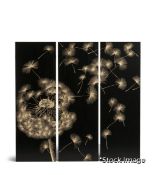 1 x Set Of 3 X 'Espoir' Luxury Handcarved Wall Art Panel Triptych - Black / Natural - Original