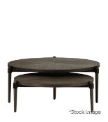 Set Of 2 x Garasu Luxury Oak Nested Three-legged Round Coffee Tables - Original Retail £1,595.00