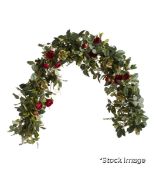 1 x Large Faux Tea Rose And Eucalyptus Garland - Red - Original Retail £395.00 - Ref: OKA/A17777-1-