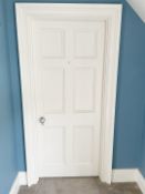 1 x Solid Wood Lockable Painted Internal Door - Includes Hinges and Handles - NO VAT ON THE HAMMER