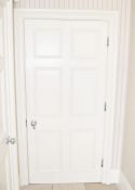 1 x Solid Wood Lockable Painted Internal Door - Includes Hinges and Handles