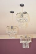 3 x LAURA ASHLEY Clear Crystal and Polished Chrome Ceiling Lights - NO VAT ON THE HAMMER