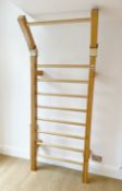 1 x Set of Wooden Wall Mounted Gym Wall Bars Sports Rack - NO VAT ON THE HAMMER