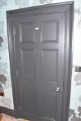 1 x Solid Wood Lockable Painted Internal Door - Includes Hinges and Handles - Ref: ASH229/BOIL-PBR -