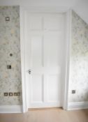 1 x Solid Wood Lockable Painted Internal Bathroom Door - Includes Hinges and Handles