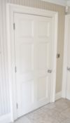 1 x Solid Wood Lockable Painted Internal Bathroom Door - Includes Hinges and Handles