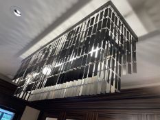 1 x Opulent 2-Tier 5-Light Statement Chandelier Fitting Adorned with Chained Brushed Metal Elements