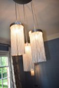 3 x Contemporary Pendant Lights with Chain Shades and Ceiling Rose - NO VAT ON THE HAMMER