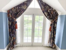 Pair of Luxury Bespoke Lined Curtains In Brown, with Tiebacks - NO VAT ON THE HAMMER