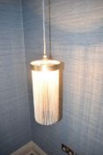 A Pair of Contemporary Pendant 'Bedside' Lights with Chain Shades - NO VAT ON THE HAMMER