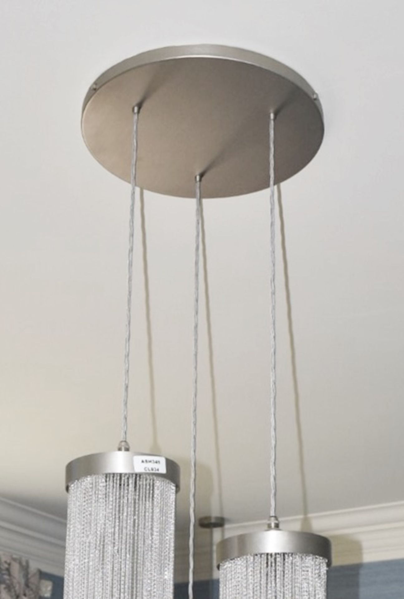3 x Contemporary Pendant Lights with Chain Shades and Ceiling Rose - NO VAT ON THE HAMMER - Image 3 of 3