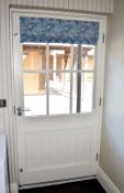 1 x Solid Wood Lockable Painted Glazed External Door - Includes Hinges and Handles - Ref: ASH104/UTL