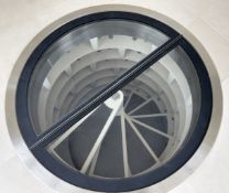 1 x Spiral Stair Underground Wine Cellar with Circular Electronic Sliding Glass Floor Hatch