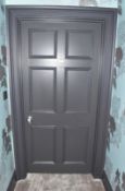 1 x Solid Wood Lockable Painted Internal Door - Includes Hinges and Handles - Ref: ASH228/GRM2LDNG -