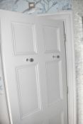 1 x Solid Wood Lockable Painted Internal Bathroom Door - Includes Hinges and Handles