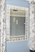 1 x Classical French-style Wall Mirror in White with Fretwork Decoration
