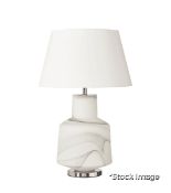 1 x Skarkos Luxury Bronze-Age Inspired Marbled Glass Table Lamp - White - Original Retail £250.00