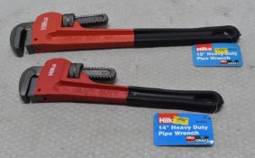 2 x HILKA Heavy Duty Pipe Wrenches - Original Retail £49.90 - Ref: HW635/HWP7 - CL911 - Location: