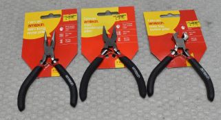 3 x AMTECH Mini Pliers - Long Nose, Combination & Top Cutter - Original Retail £11.85 - Ref: HW534/