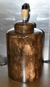 1 x OKA Brown Marble Capped Canister Table Lamp Base - Ex-Display - Original Retail £350.00 - Ref: