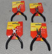 4 x AMTECH Mini Pliers - Long Nose, Combination, Bent Nose & Top Cutter - Original Retail £15.80 -
