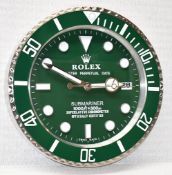 1 x Rolex Inspired Dealer Showroom Wall Clock in Green, 34cm