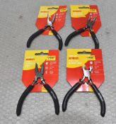 4 x AMTECH Mini Pliers - Long Nose, Combination, Bent Nose & Top Cutter - Original Retail £15.80 -