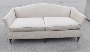 1 x Contemporary Upholstered 2-Seater Sofa in Premium Woven Fabric, Cream