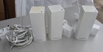 3 x Linksys Velop WHW0301 Tri-Band Whole Home Mesh WiFi 5 System (AC2200) WiFi Router, Extender