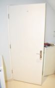 1 x Solid Wood Lockable Painted Internal Door - Includes Hinges and Handles - Ref: ASH193/GYM -