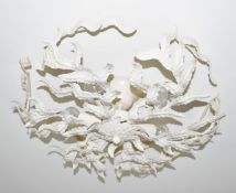 1 x Floral 5-Lamp Metal Ceiling Light Fitting, Cream - Ref: ASH168/TVR - CL934 - NO VAT ON THE