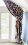 2 x Luxury Bespoke Handmade Fleece Lined Curtains in Brown with Embroidered Detail, Widths Vary