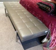 1 x Luxury Leather Look Buttoned Seating Bench - Ref: BLN132 - CL939 - NO VAT ON THE HAMMER -