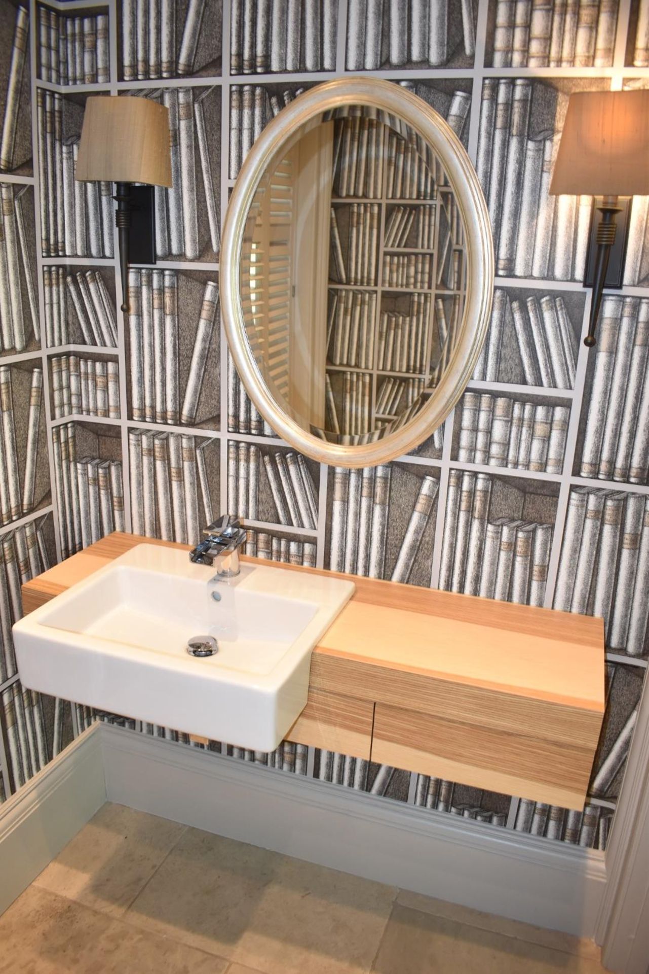 1 x Bathroom Suite Under Stairs Inc. Sink with Vanity Unit, Mirror, Toilet + Flush