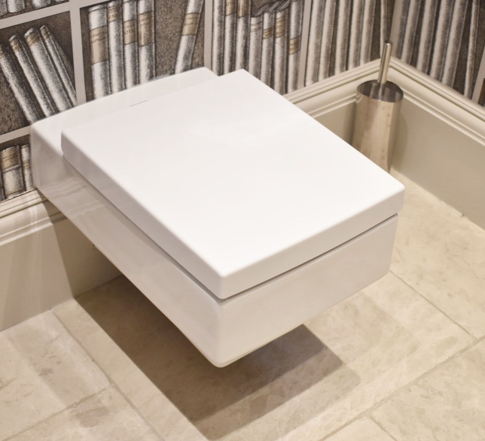 1 x Bathroom Suite Under Stairs Inc. Sink with Vanity Unit, Mirror, Toilet + Flush - Image 4 of 18