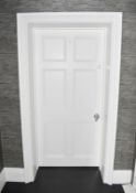 1 x Solid Wood Lockable Painted Internal Door - Includes Hinges and Handles - Ref: ASH209/