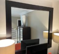 1 x Large Wooden Framed Square Mirror in a Dark Stain - Ref: BLN110 - CL939 - NO VAT ON THE HAMMER
