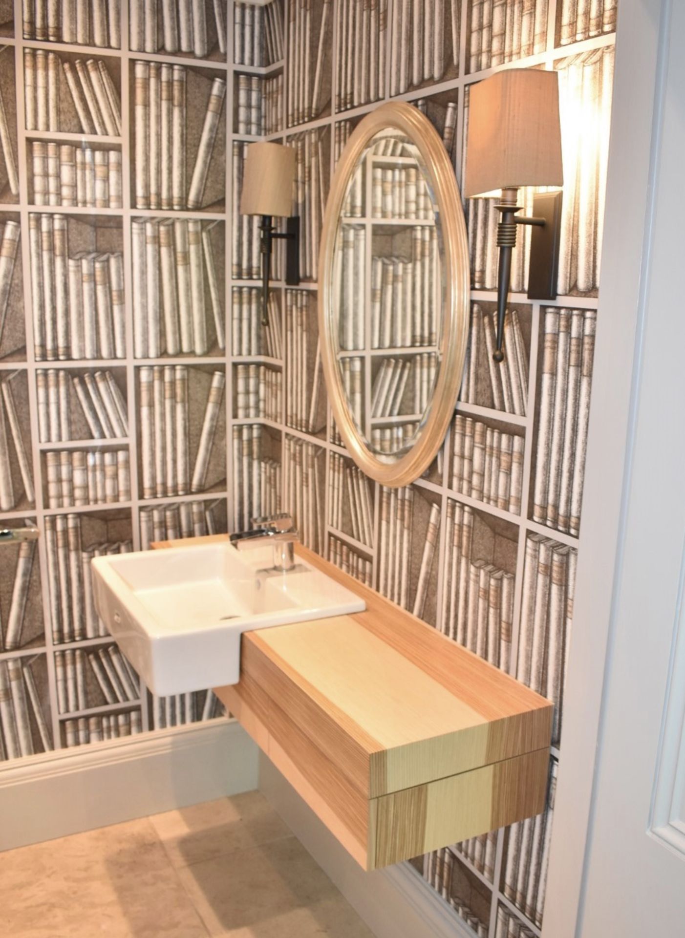 1 x Bathroom Suite Under Stairs Inc. Sink with Vanity Unit, Mirror, Toilet + Flush - Image 2 of 18