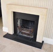 1 x Stone Fireplace with Hearth & Fire Basket - Ref: ASH114/KIT - CL934 - NO VAT ON THE HAMMER -