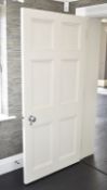 1 x Solid Wood Lockable Painted Internal Door - Includes Hinges and Handles - Ref: ASH157/