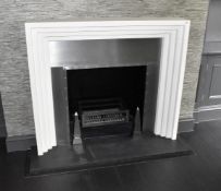 1 x Art Deco-style Stone Fireplace with Hearth & Fire Basket - NO VAT ON THE HAMMER