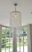 1 x Luxury Crystal Cylindrical Ceiling Pendant Light Fitting - Ref: ASH127/CSV - CL934 - NO VAT ON