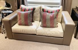 1 x Bespoke Heavy High Quality Sofa in Mocha Brown Faux Leather Upholstery