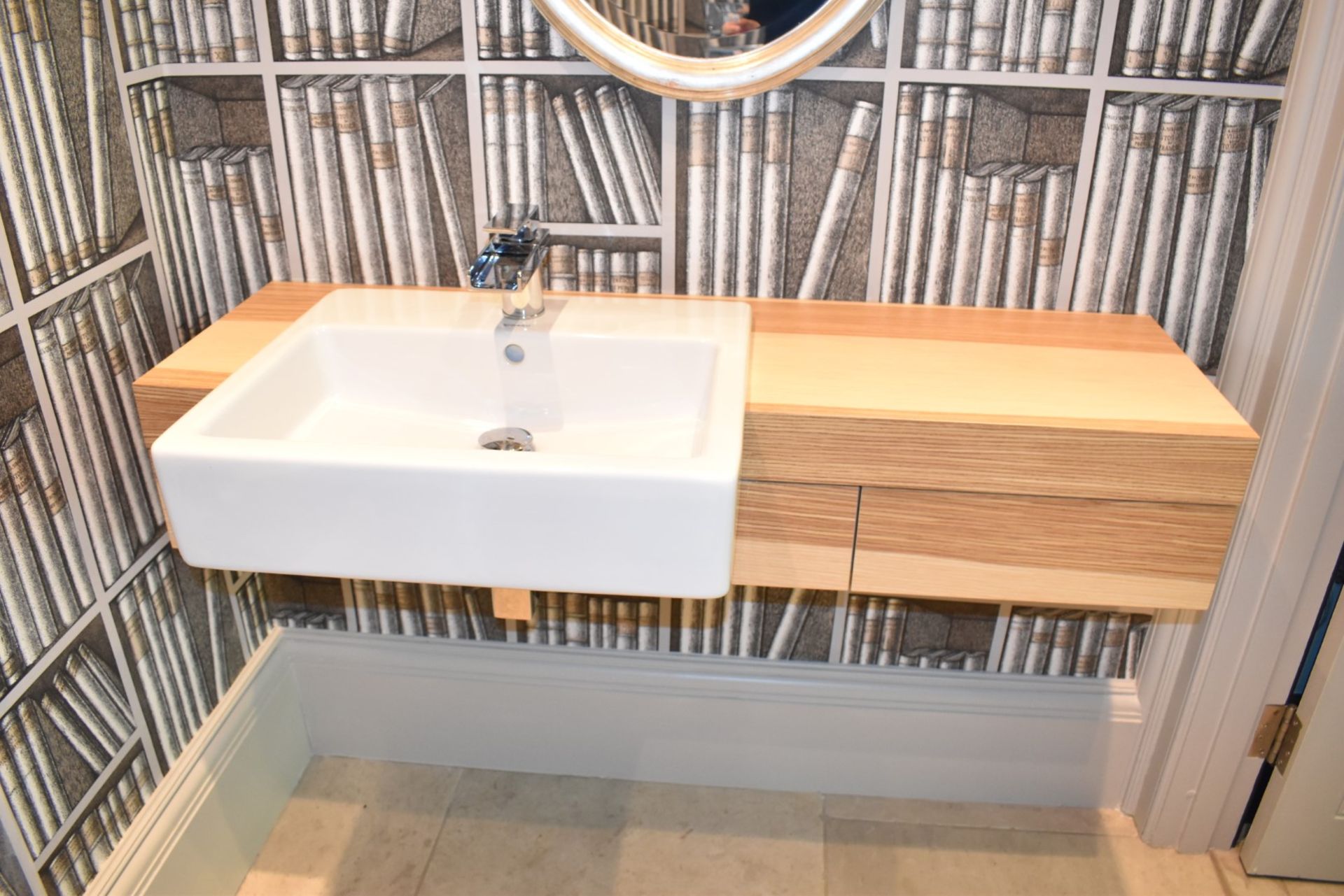 1 x Bathroom Suite Under Stairs Inc. Sink with Vanity Unit, Mirror, Toilet + Flush - Image 11 of 18