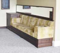 1 x Bespoke Fitted Bar / Games Room Upholstered Sofa with Dark Stained Solid Wood Frame & Storage